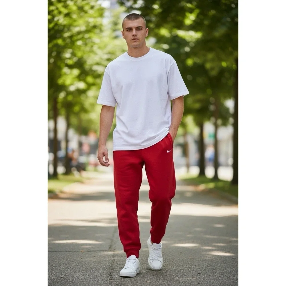 Nike Red Fleece Jogger Sweatpants XXL Embroidered Swoosh Athletic Pants
